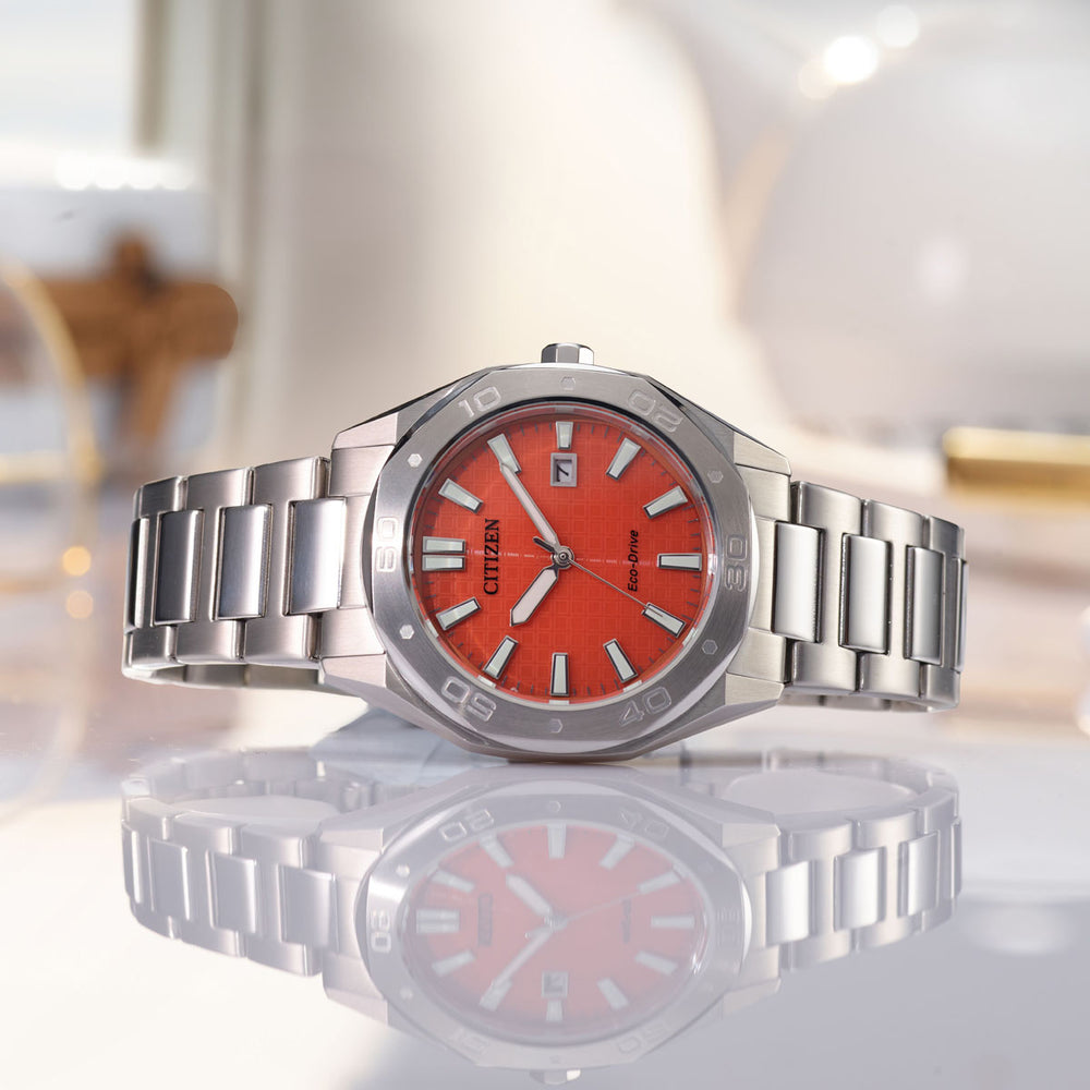 Citizen Eco-Drive BM7630-80Z Men’s Stainless Steel Watch with Orange Dial – Solar Powered, 100m WR Citizen Eco-Drive Citizen Eco-Drive BM7630-80Z Men’s Stainless Steel Watch with Orange Dial – Solar Powered, 100m WR Citizen Eco-Drive