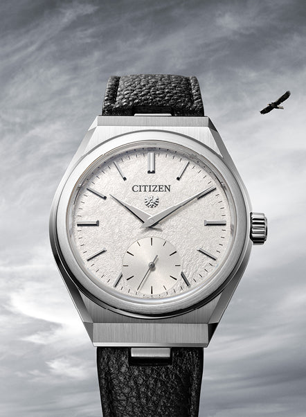 Citizen watch with a textured black strap a