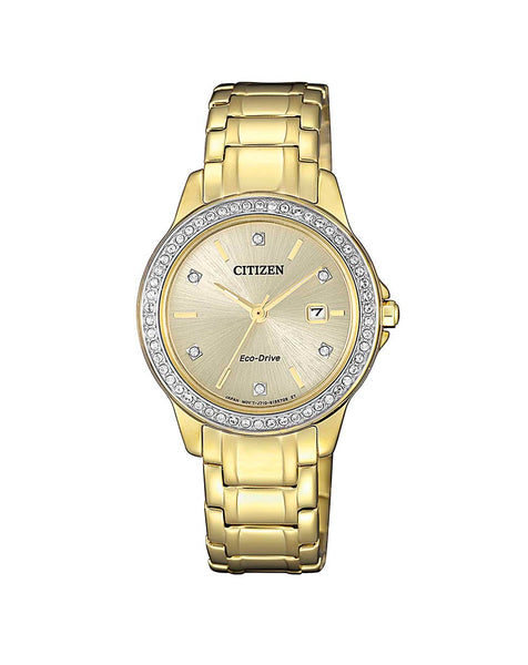 Gold Luxury Ladies Dress Watch With Crystals - Main Image